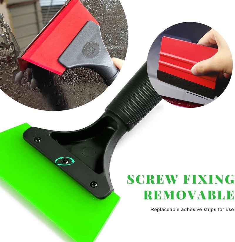 Yourkar 4 PCS Window Tint Kit Tools, Professional Vinyl Wrap Kit with Plastic Squeegee & Felt Squeegee, Universal Privacy Film Installation Tint Tools for Vehicle Glass Home (Red+Green) - Image 3